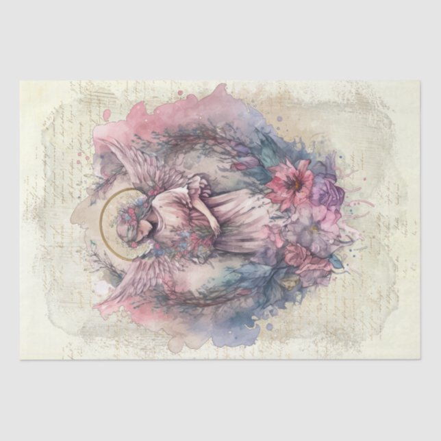 Angel Floral Watercolor Tissue Paper (Front)