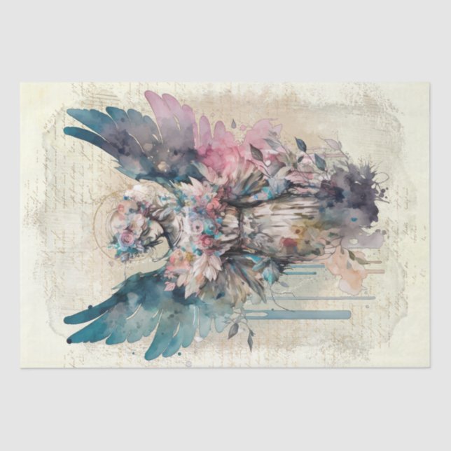 Angel Floral Watercolor Tissue Paper (Front)