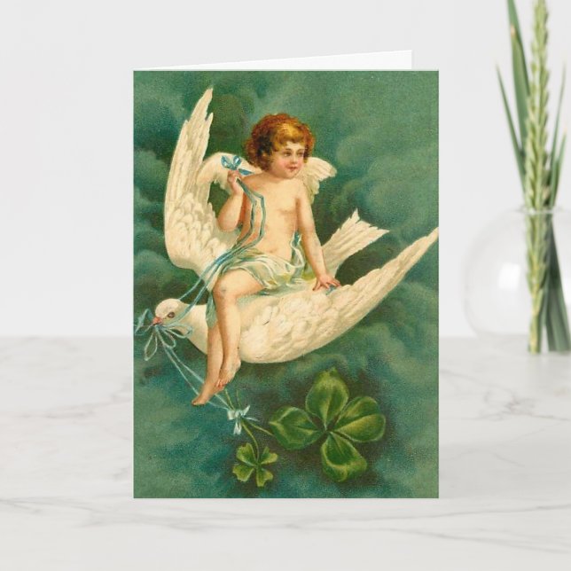 Angel Flying on a Dove - St Patrick's Day Card (Front)