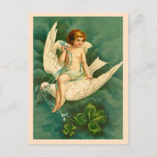 Angel Flying on a Dove - St Patrick's Day Postcard