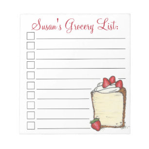 Angel Food Cake Slice Personalized Grocery List Notepad