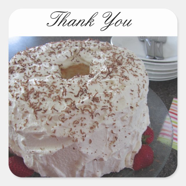 Angel Food Cake Thank You Square Sticker (Front)