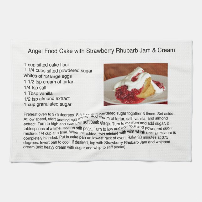 Angel Food Cake With Strawberry Rhubarb Kitchen Towel (Horizontal)