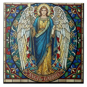 Angel Gabriel Stained Glass Style Archangel Art Tile