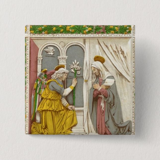 Angel Gabriel The Annunciation To Mary 2 Inch Square Button (Front)