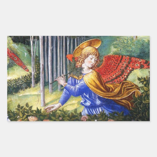 Angel Gathering Flowers in a Heavenly Landscape Sticker (Front)