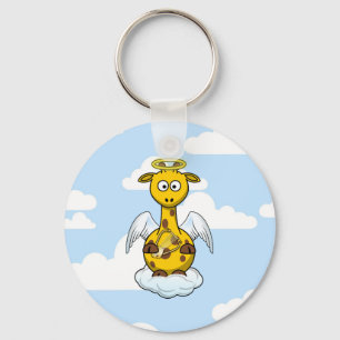 Angel Giraffe in Clouds Keychain