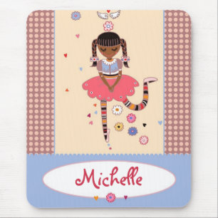 Angel Girl (Afro) Custom Name Mousepad