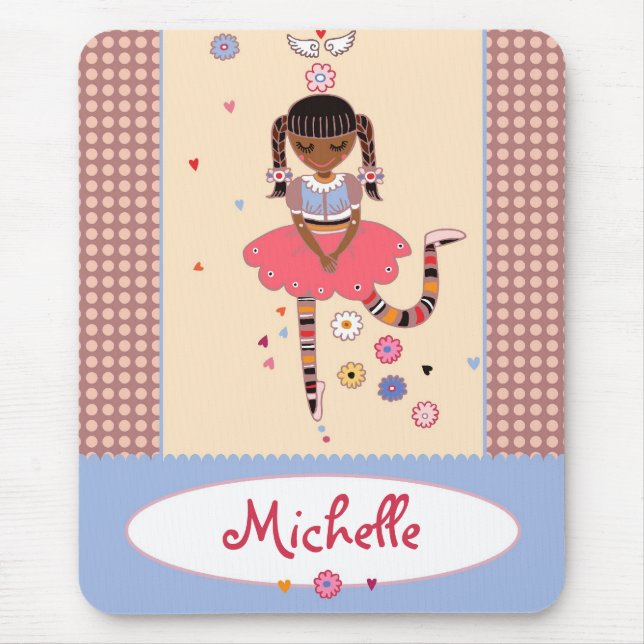 Angel Girl (Afro) Custom Name Mousepad (Front)