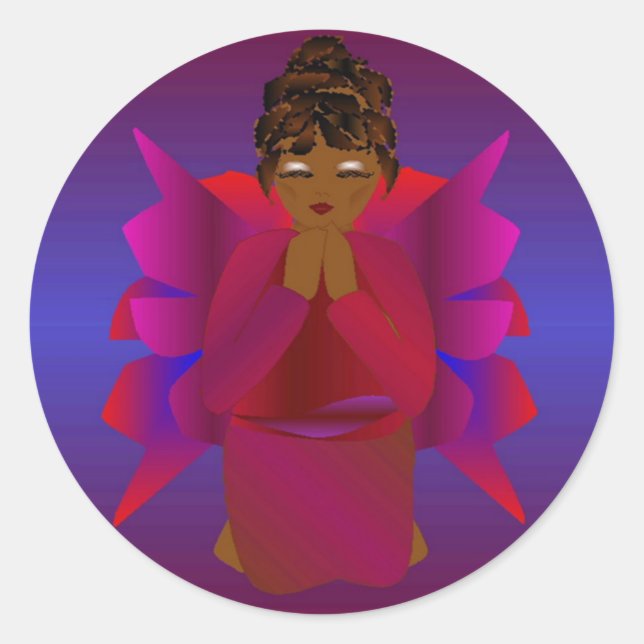 Angel Girl Classic Round Sticker (Front)