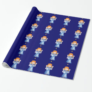 Angel girl praying Christmas wrapping Wrapping Paper