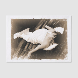 Angel Girl Sepia Brown Beautiful Vintage Art Tissue Paper