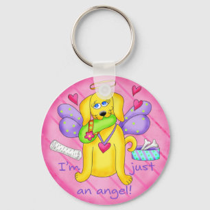 Angel Golden Yellow Dog with Shoe Keychain