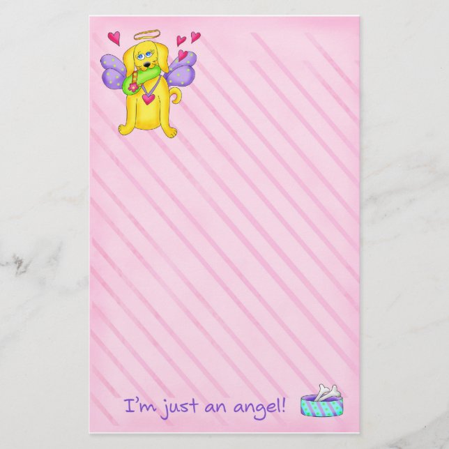 Angel Golden Yellow Dog with Shoe Stationery (Front)