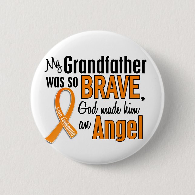 Angel Grandfather Leukaemia 2 Inch Round Button (Front)