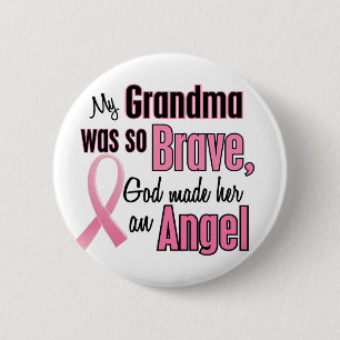 Angel GRANDMA Breast Cancer T-Shirts & Apparel 2 Inch Round Button