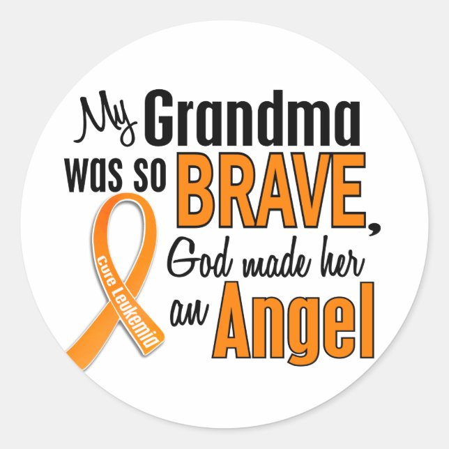 Angel Grandma Leukaemia Classic Round Sticker (Front)