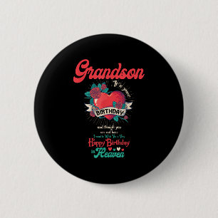 Angel Grandson Happy Birthday In Heaven Memorial D 2 Inch Round Button