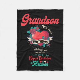 Angel Grandson Happy Birthday In Heaven Memorial D Fleece Blanket