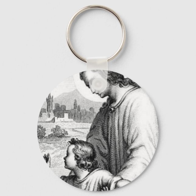 Angel Guarding A Child Keychain (Front)