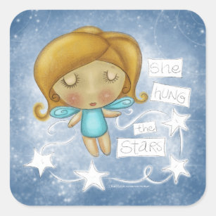 Angel Hangs the Stars Square Sticker
