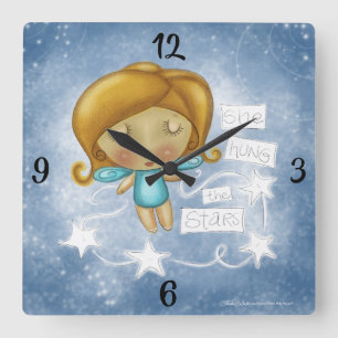 Angel Hangs the Stars Square Wall Clock