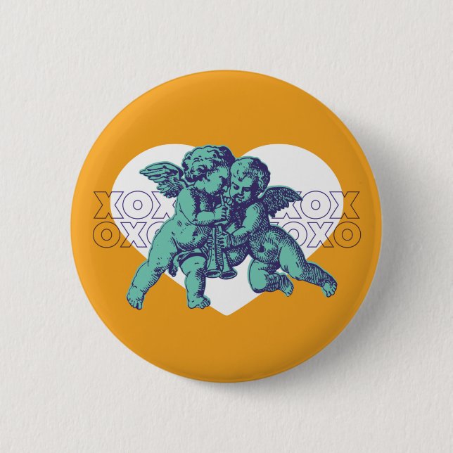 Angel Heart Button Green/Orange (Front)