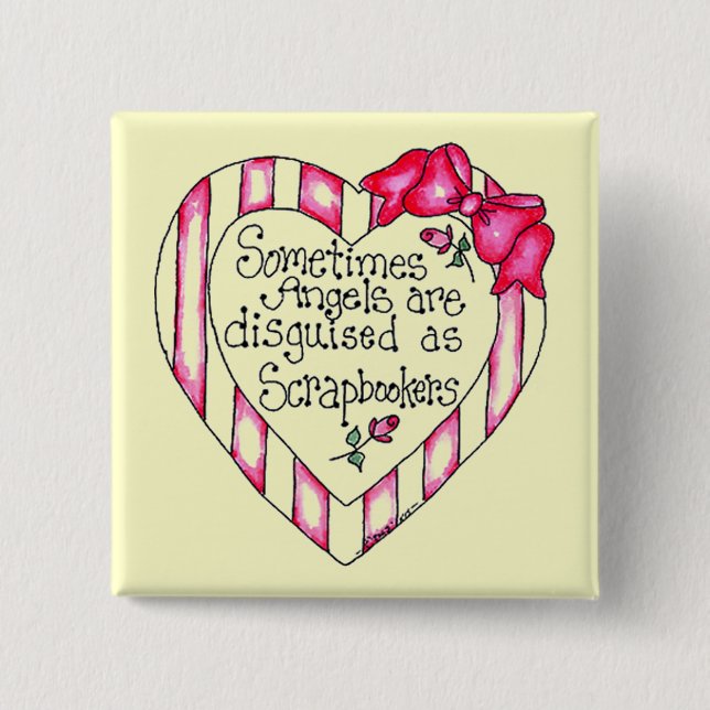 Angel Heart Scrapbooker Tshirts and Gifts 2 Inch Square Button (Front)