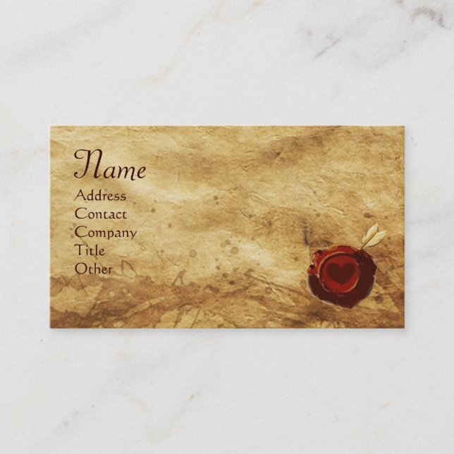 ANGEL HEART WAX SEAL PARCHMENT Monogram Business Card (Front)