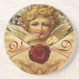 ANGEL HEART WAX SEAL PARCHMENT Monogram Coaster