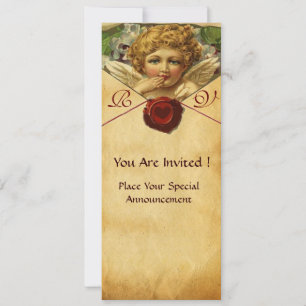 ANGEL HEART WAX SEAL PARCHMENT MONOGRAM INVITATION