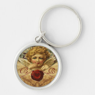 ANGEL HEART WAX SEAL PARCHMENT MONOGRAM KEYCHAIN