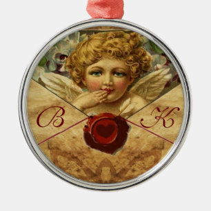 ANGEL HEART WAX SEAL PARCHMENT Monogram Metal Ornament