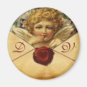ANGEL HEART WAX SEAL PARCHMENT Valentine Monogram Magnet