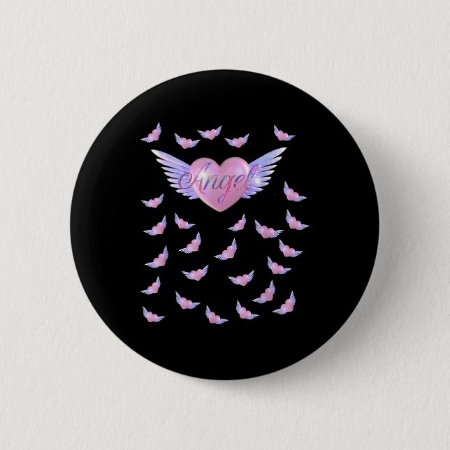 Angel Heart With Wings  2 Inch Round Button (Front)
