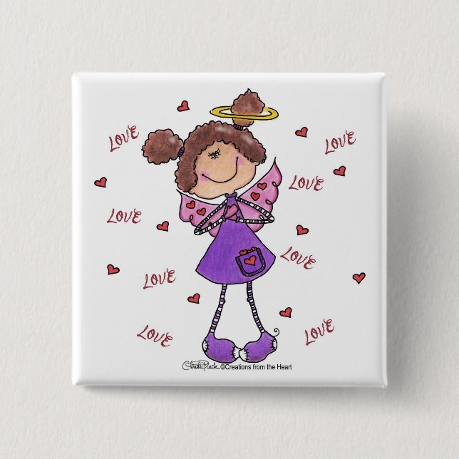 Angel Hearts 2 Inch Square Button (Front)
