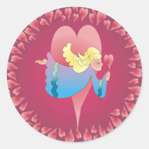 ANGEL HEARTS by SHARON SHARPE Classic Round Sticker