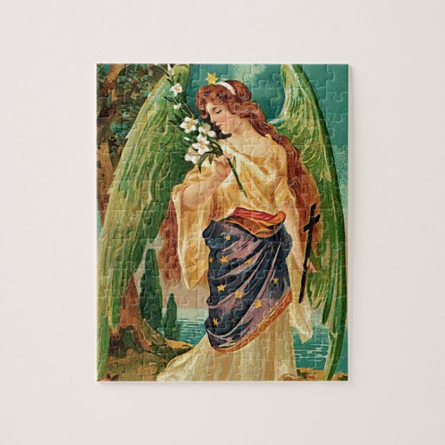 Angel holding a floral branch jigsaw puzzle (Vertical)