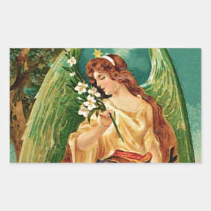 Angel holding a floral branch sticker
