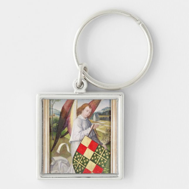 Angel holding a shield keychain (Front)