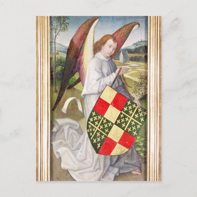 Angel holding a shield postcard (Front)