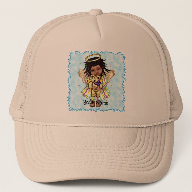 Angel Holding Bear Trucker Hat (Front)