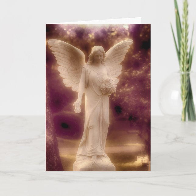 Angel Holding Flowers Card (Front)