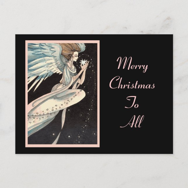 Angel Holding Star Holiday Postcard (Front)