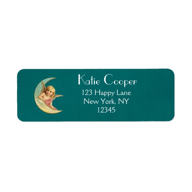 Angel in a crescent moon vintage image (Front)