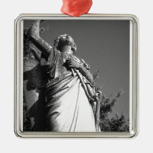 Angel in Black and White Metal Ornament