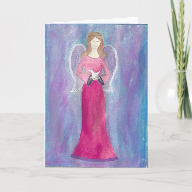angel in blue...by peacewillow holiday card (Front)