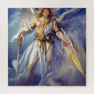 Angel In Blue Carrying A Sword Jigsaw Puzzle