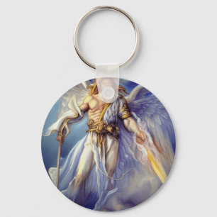 Angel In Blue Carrying A Sword Keychain