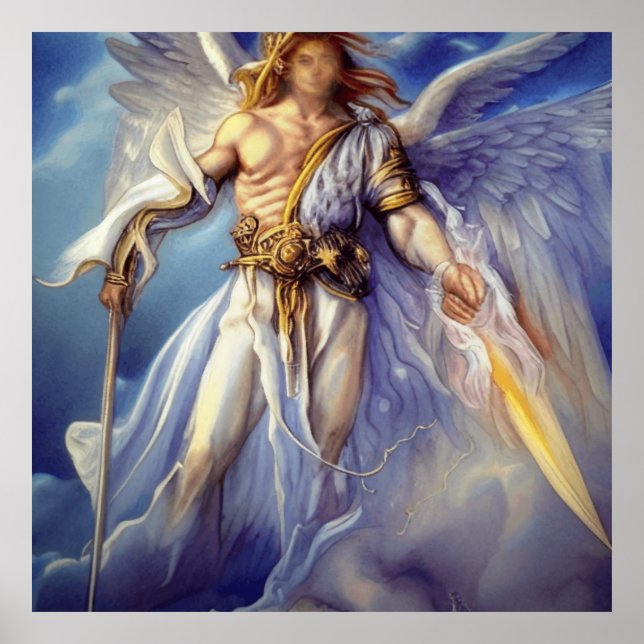 Angel In Blue Carrying A Sword Poster (Front)